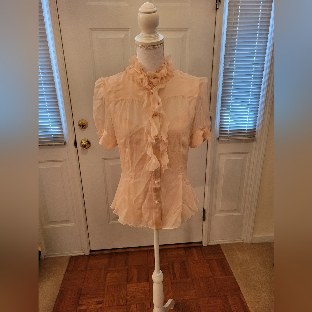 Diane Von Furstenberg Kailey Top Silk Ruffles NWT Powder Pink Beautiful Size 10